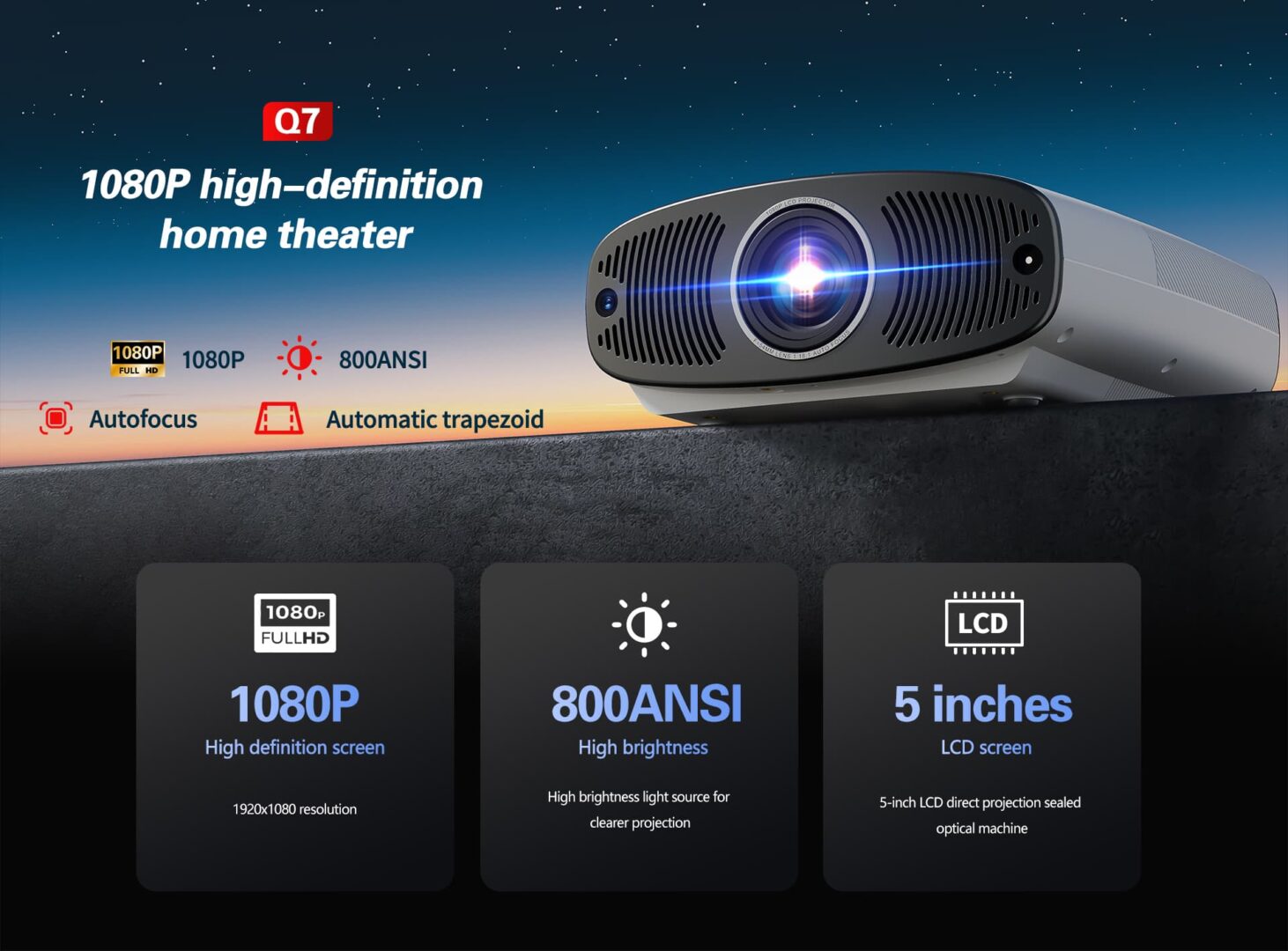 Toumei Q7 1080P Smart Projector