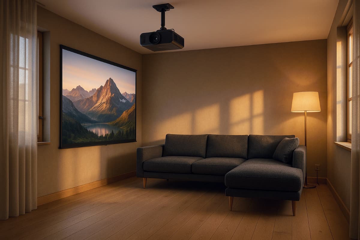 Ceiling mounted projector installation in home theater