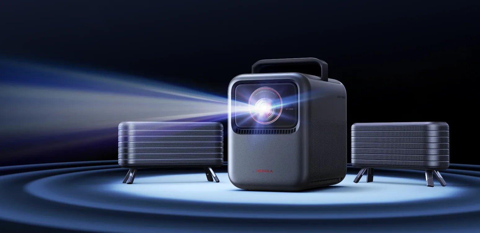 Anker Nebula X1 4K Laser Projector front view with lens and minimal design