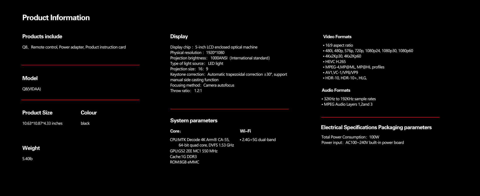Toumei Q7 1080P Smart LCD Projector